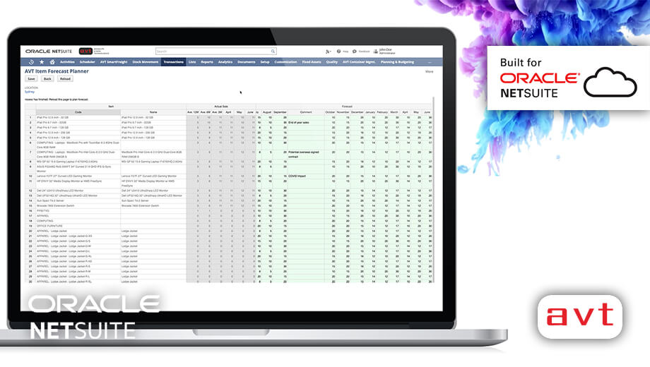 AVT SNOP for NetSuite Demand Planning
